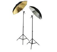 ePhoto 6 Ombrelli Fotografia Studio Off Camera Flash Kit di Illuminazione DUE Flash Scarpa Montaggio Staffa Girevole Kit Luce Flash Con Stand HUB3