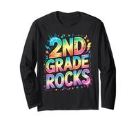 Epic 2ND Grade Rocks Last Day Tiny Humans Teacher Sign My Maglia a Manica