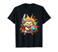 Epic Battle Hedgehog Sword Shield Fantasy Hero Maglietta