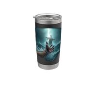 Epic Bible Story Christian Graphic - Jesus Saving Peter Bicchiere termico in acciaio inox doppia parete