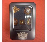 Epic Forge Dadi in vetro - Set di 7 dadi - colore arancione incrinato