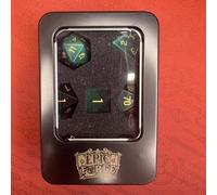 Epic Forge Dadi Pierre Semi Precieuse - Set di 7 dadi Cat's Eyes (Chrysoberyl), colore: verde nero