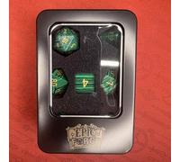 Epic Forge Dadi Pierre Semi Precieuse - Set di 7 dadi con scatola in metallo pietra di creazione Malachite