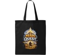 Epic Journey to Mythical Mountain Peak - Borsa tote in cotone naturale, colore: Nero