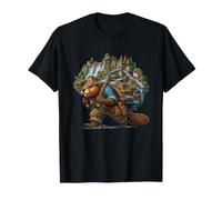 Epic Lumberjack Beaver Cascata Città Fantasy Maglietta
