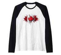 Epica bandiera canadese del Canada - Grafica a colori di sfondo fresco Maglia con Maniche Raglan