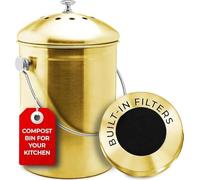 EPICA Countertop Compost Bin Kitchen | 1.3 Gallon | Odorless Composting Bin with Carbon Filters | Indoor Compost Bin with Lid | Stainless Steel Kitchen Composter for Food Scraps & Waste Recycling