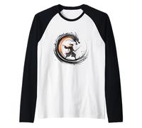 Epica Spirale Guerriero Samurai e Drago Maglia con Maniche Raglan