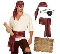 EpicCos Accessori per costume da pirata, sciarpa rossa in pelle, toppa con mappa del tesoro, fascia per Halloween, cosplay di Ren Faire, Rosso a, Large