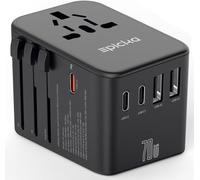 EPICKA GaN Adattatore Universale da Viaggio, PD 70W Adattatore da Viaggio con 3 USB-C, 2 USB-A, Adattatore Presa Internazionale per Giappone, America, Thailandia, Australia, UK DE,Nero