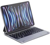 Epico Custodia in alluminio con tastiera per iPad, Bluetooth wireless, retroilluminata con 7 colori, trackpad multitouch, USB-C