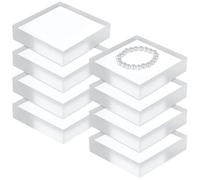 Epicover 8 espositori in acrilico, 10 x 10 x 2,5 cm, cubi in acrilico trasparente, rialzi quadrati per gioielli, basi per esposizione ad anelli lucidi, supporti per vetrine per torte artigianali