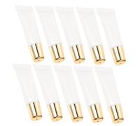 EPIGEIST 10 pezzi Tubetti Vuoti per Rossetto Trasparenti Ricaricabili Gloss DIY Contenitori da Viaggio Leggeri e Resistenti con Tappo Oro per Balsamo Labbra e Lip Glaze Portable