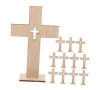 EPIGEIST 12 Pezzi Croci in Legno con Base per Decorazioni da Tavolo Decorativo Religioso per Casa Battesimo e Fai da Te