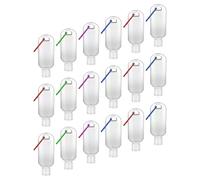 EPIGEIST 18 Flaconi da Viaggio Vuoti 50 Ml con Gancio, Bottiglie di Plastica Ricaricabili Trasparenti Antiperdita per Lozioni, Gel Mani e Shampoo, Kit Portatile per Viaggi e