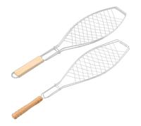 EPIGEIST 2 pezzi Pinze per Barbecue e in Legno Cestino Grill Spessore per e Pane Utensile Resistente per Barbecue all Antiscivolo e Facile da Usare
