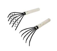 EPIGEIST 2 pezzi Rastrello per Vongole con Manico in Legno Antiscivolo Attrezzo da Spiaggia Resistente in Ferro per Scavo Frutti di Mare Essenziale per Raccolta Molluschi e Pesca Sul