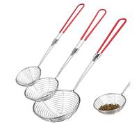 EPIGEIST 3 pezzi Scolapasta in Acciaio con Manico in Gomma Antiscivolo Setaccio Versatile per Cucina in Tre Dimensioni Cucchiaio Resistente per Friggere e Scolare