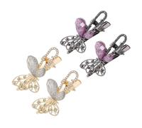 EPIGEIST 4 Pezzi Butterfly Hair Clips French Style Lightweight Metal Rhinestone Barrettes For Women Vintage Non Slip Side Bangs Clips Office Party Outdoor