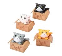 EPIGEIST 4 pezzi Miniature Gattini da Tavolo in Figurine Decorativa per Desktop Creativi per Casa e Auto Statuette Stabili e Tattile Colori Misti Bianco Giallo Grigio Nero