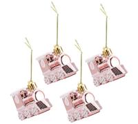 EPIGEIST 4 Pezzi Pendenti Natalizi Forma Treno e Auto in Rosa Oro Decorazioni Resistenti per per Bar e Regalo Festivo