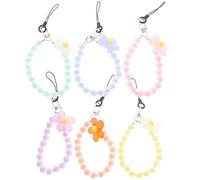 EPIGEIST 6 pezzi Braccialetti da Polso per Cellulare con Perline e Fiori Corda Leggera e Resistente per Telefono Charm Colorati in Resina per Custodia Cinturino per Donna per Esterni e Uso