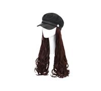 EPIGEIST Cappello Parrucca Donna One-piece con Capelli Lunghi Ricci Sintetici Alta Temperatura Berretto Elegante Stile Marinaio Marrone per Carnevale Cosplay e Feste