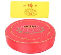 EPIGEIST Cuscino per Meditazione e Preghiera Rotondo Resistente, Spessore 8 Cm, Imbottitura Confortevole, Motivi a Loto Ricamati, Leggero e Compatto per Uso Domestico e Spirituale