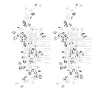 EPIGEIST Pettine per Chioma da Sposa Fermagli in Cristallo e Perle Set 2 Pezzi Argento Accessori per Chioma da Damigella D’Onore Pettini Laterali Leggeri per Cerimonie e Matrimoni