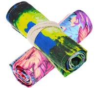 EPIGEIST Set 2 Pezzi Astuccio Roll in Tela 48 Slot, Astuccio per Scuola Elastici per Gel Pens e Matite in Legno, Facile da Aprire, per Festa Scuola Decor