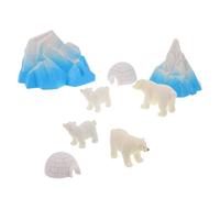 EPIGEIST Set 8 Pezzi Mini Statuette Orsi Polari in Resina Igloo e Villaggio Decorazioni Natalizie Invernali per Torte e Progetti Scolastici Diorama Polare Realistico per Casa e Aula