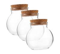 EPIGEIST Set da 3 Bottiglie Ecologiche di Vetro Sferiche con Tappo in Sughero, per Micro Paesaggi e Piante Muschio, Perfette per Arredamento Casa Moderno