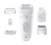 Braun Silk-épil 5 Epilatore Elettrico Donna Wet & Dry, Pelle Liscia a Lungo, Con Testina Per Rasoio Elettrico Donna e Cappuccio Rifinitore, Idea Regalo, 5-041, Bianco/Grigio