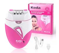 Epilatore, epilatore da donna, ricaricabile, senza fili, con luce LED, 2 impostazioni di velocità, per viso, zona bikini, ascelle, braccia, gambe, labbro superiore