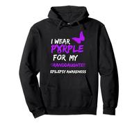 Epilepsy I Wear Purple for My Granddaughter Ribbon Felpa con Cappuccio