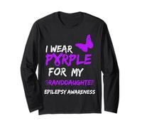 Epilepsy I Wear Purple for My Granddaughter Ribbon Maglia a Manica