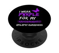 Epilepsy I Wear Purple For My Granddaughter Ribbon PopSockets PopGrip Adesivo
