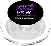 Epilepsy I Wear Purple For My Granddaughter Ribbon PopSockets PopGrip per MagSafe