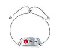 Epilessia allarme medico ID Box Link catena Bolo Bracciale nome stile Tag per l'adolescente in acciaio inox personalizzato inciso