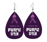 Epilessia Awareness Day 2023 Orecchini in ecopelle per le donne Ragazze a goccia goccia ciondola orecchino a foglia leggera