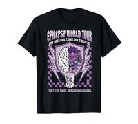 Epilessia World Tour Viola Scudo Floreale Cervello Maglietta