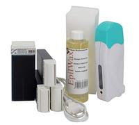 EpilWax Depilatory Kit completo di: Scaldacera professionale, 4 Roll-On di cera da 100 ml di Azulene 100 strisce depilatorie, 1 flacone di olio dopocera da 250 ml - (Solo Azulene Series 4)