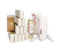 EpilWax Royal Depilatory Kit completo di: Scaldacera professionale, 12 Roll-On di cera da 100 ml di Cioccolato 100 strisce depilatorie, 1 flacone di olio dopocera da 250 ml - (Royal Cioccolato12)