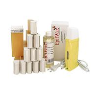 EpilWax Royal Depilatory Kit completo di: Scaldacera professionale, 12 Roll-On di cera da 100 ml di miele 100 strisce depilatorie, 1 flacone di olio dopocera da 250 ml - (Royal miele Series 12)