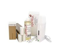 EpilWax Royal Depilatory Kit completo di: Scaldacera professionale, 4 Roll-On di cera da 100 ml di Cioccolato 100 strisce depilatorie, 1 flacone di olio dopocera da 250 ml - (Royal Cioccolato 4)