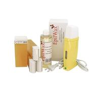 EpilWax Royal Depilatory Kit completo di: Scaldacera professionale, 4 Roll-On di cera da 100 ml di miele 100 strisce depilatorie, 1 flacone di olio dopocera da 250 ml - (Royal miele Series 4)