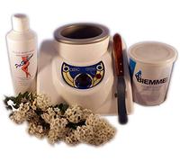 EPILWAX S.A.S - Kit Depilazione Complet alla cera Cera a caldo Bio Elastic in barattoli da 800 ml, Fornello scaldacera in plastica per vasi da e 800 ml