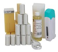 EpilWax Solo Kit completo per la ceretta: Riscaldatore di cera professionale, 12 cere professionali Roll-On 100 ml bianche, 100 strisce, 250 ml di olio dopo la ceretta (Solo Series White 12)
