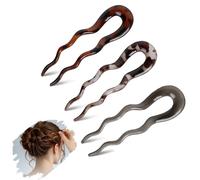 Épingle à cheveux française, en métal, pour femme, en forme de U, dorée, pour tous les types de cheveux, barrettes pour chignon, twists, French Twist Hair Pin (point léopard)
