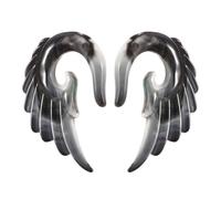 Epinki 2 Pezzi Tunnel Plug Orecchie Resina Ali d'angelo Nero Grigio Piercing Dilatatore Orecchio Donna Dilatatore 3MM